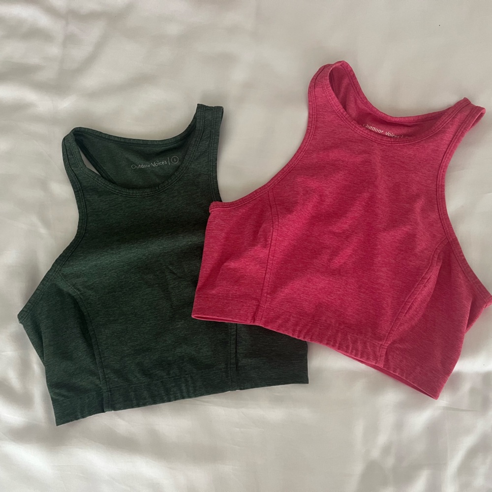 Outdoor Voices Techsweat crop tops size small pink and green in GUC
